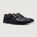 Boston Chaussures à double boucle en cuir noir