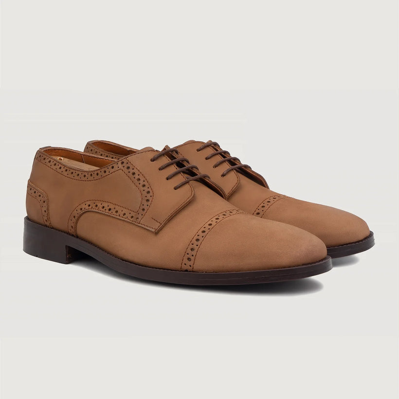Dirk Brogues Derby Marron Nubuck Leather Shoes pour Homme