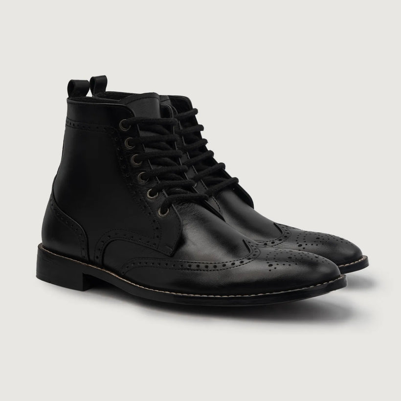 Duster Brogues Derby Noir Bottines en cuir pour Homme