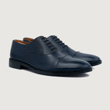 Professor Oxford Midnight Blue Leather Shoes For Men in Midnight Blue Full-Grain Leather - Lateral Side Profile View | Buy Online