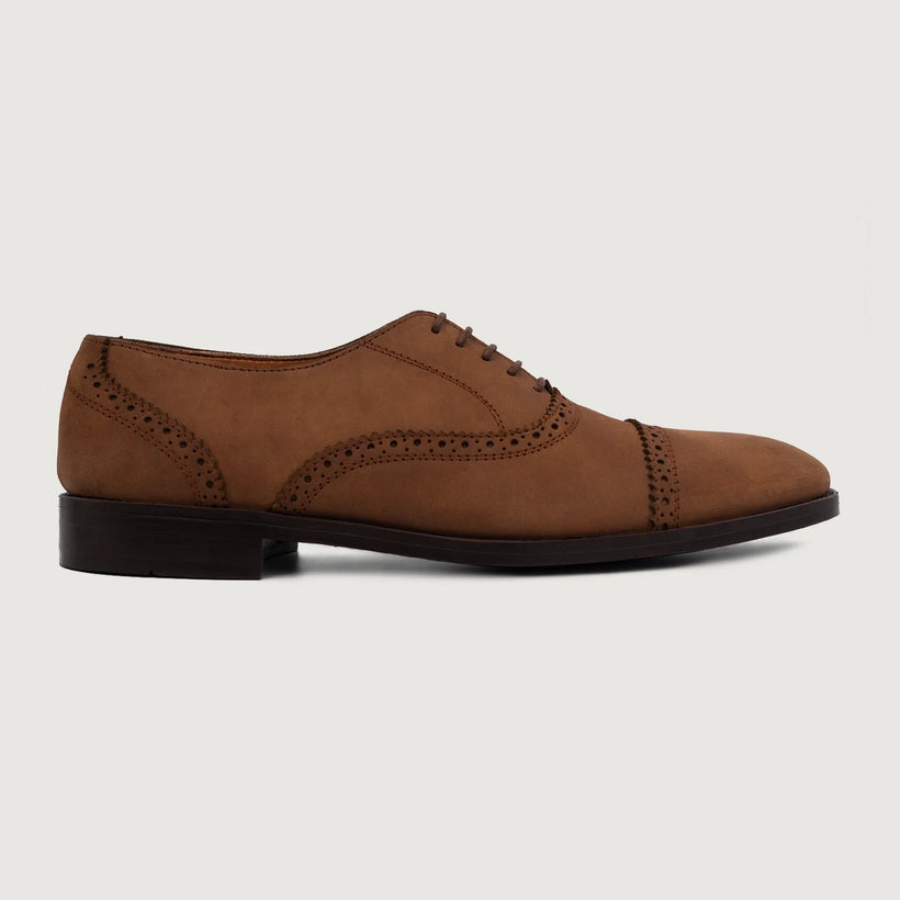 Grisson Brogues Oxford Oil Pull-up Marron Leather Shoes pour Homme