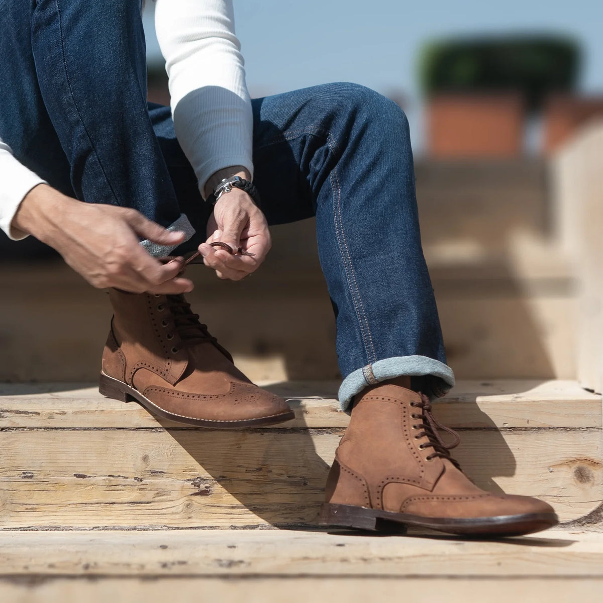 Orlaven Duster Brogues Derby Oil Pull-up Marron Bottines en cuir pour Homme footwear image 9