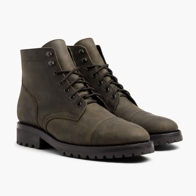 Captain StormKing® Dark Olive Matte Leather Boots pour Homme