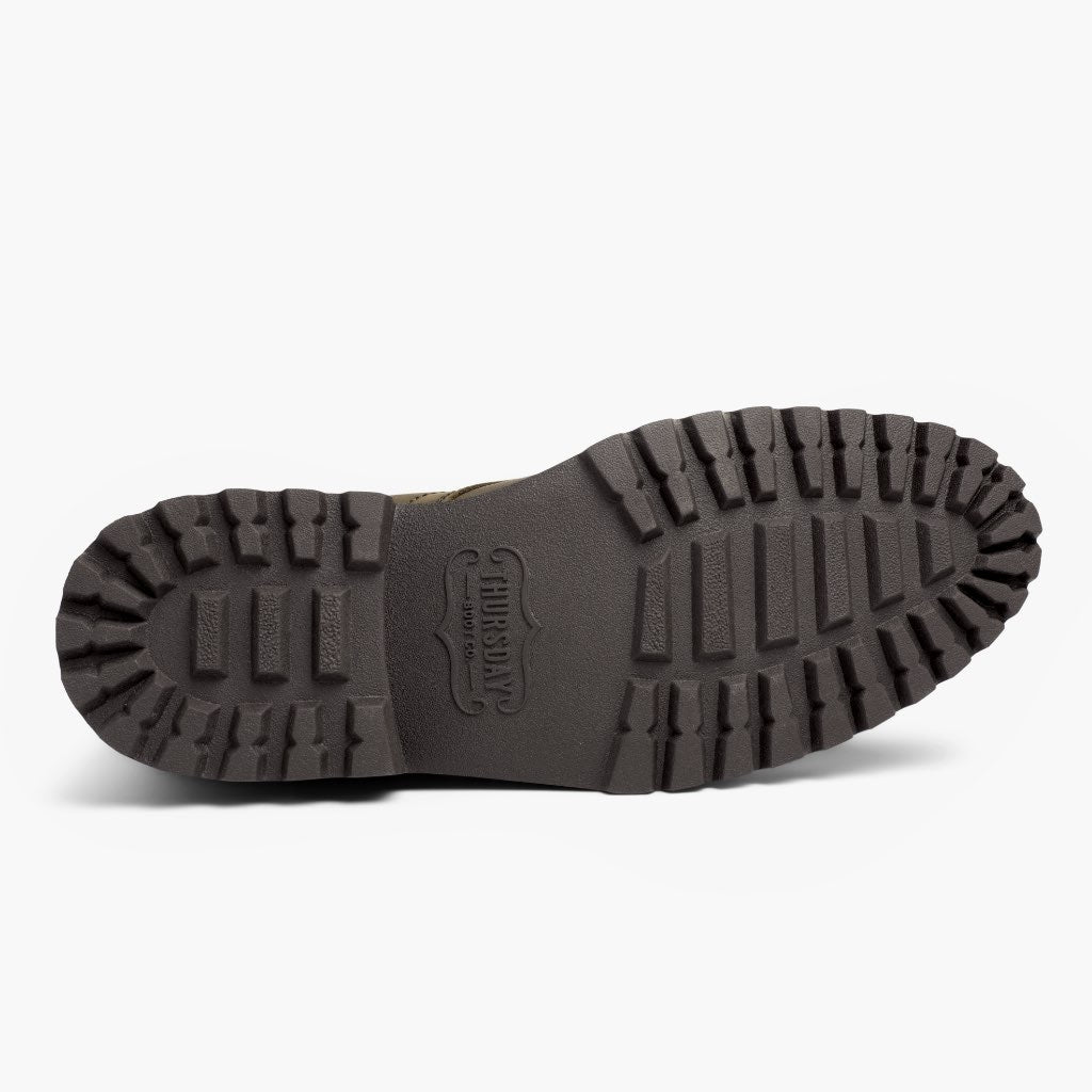 High-Traction Rubber Outsole & Lug Tread Pattern on Captain StormKing® Olive Foncée Mat Bottines en cuir pour Homme