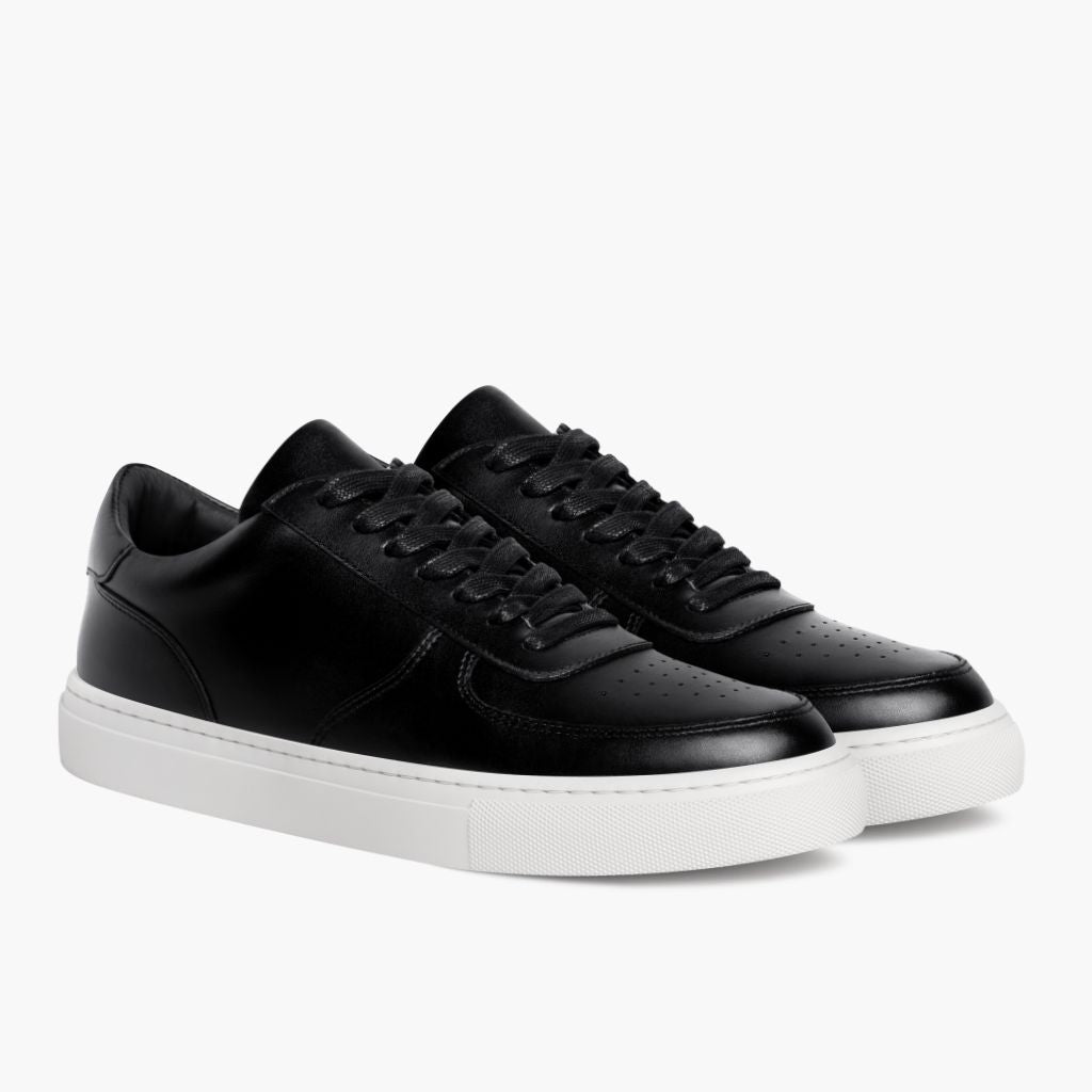 Court Black Leather Sneakers en cuir de vachette noir véritable - Vue de profil | Acheter en ligne