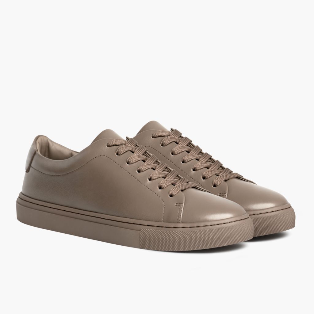 Encore Taupe Baskets en cuir pour Homme in Classic Full-Grain Leather - Vue de profil | Acheter en ligne