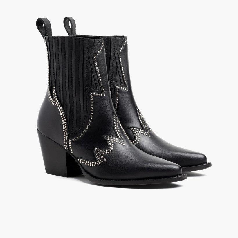 Icon Noir Bottines en cuir pour Femme