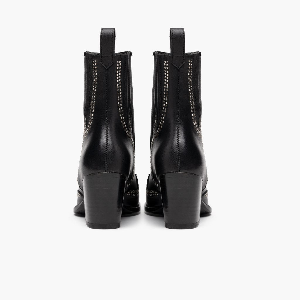 Icon Noir Bottines en cuir pour Femme - Contrefort de talon renforcé & surpiqûres doubles de précision