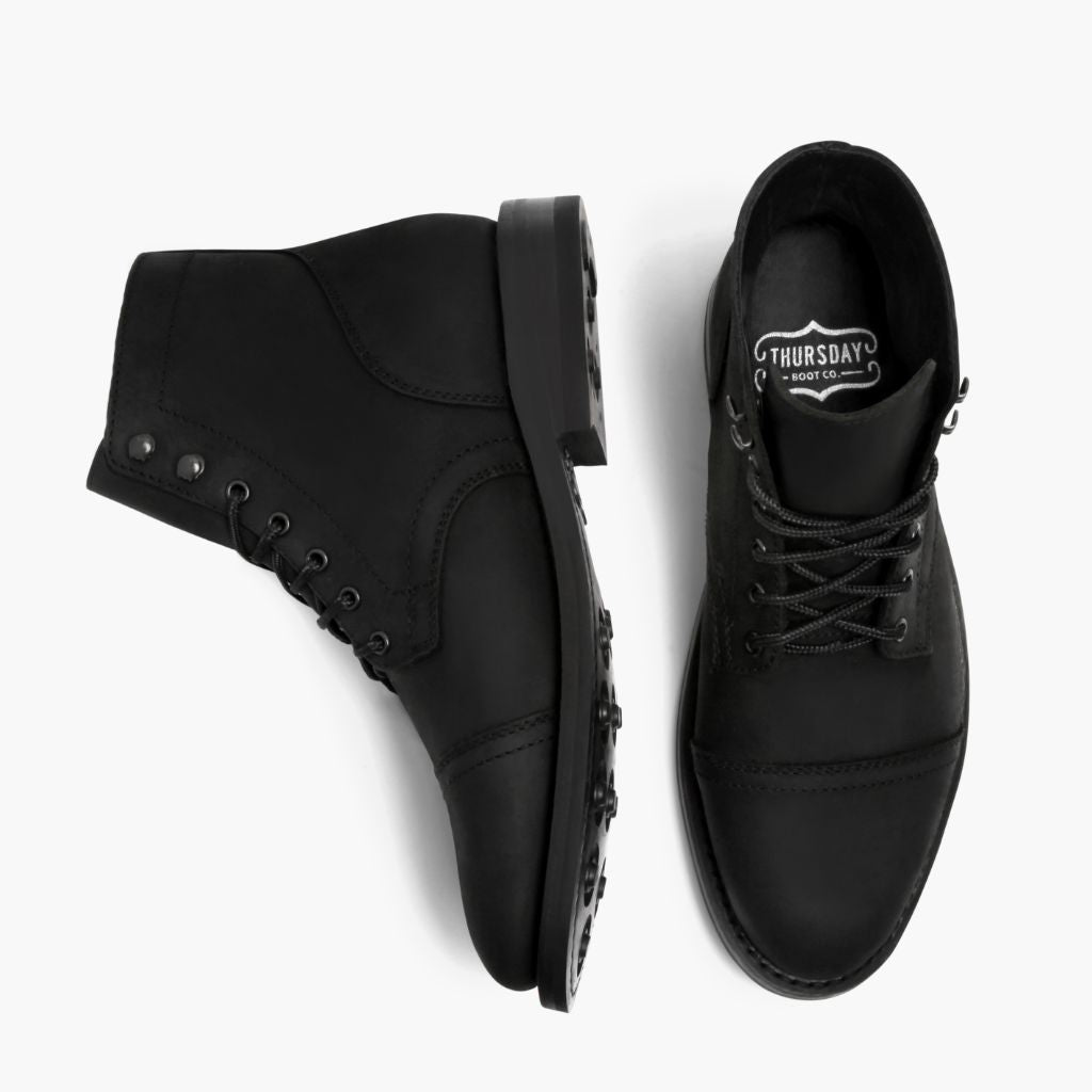 Captain Noir Mat Bottines en cuir pour Homme - Contrefort de talon renforcé & surpiqûres doubles de précision