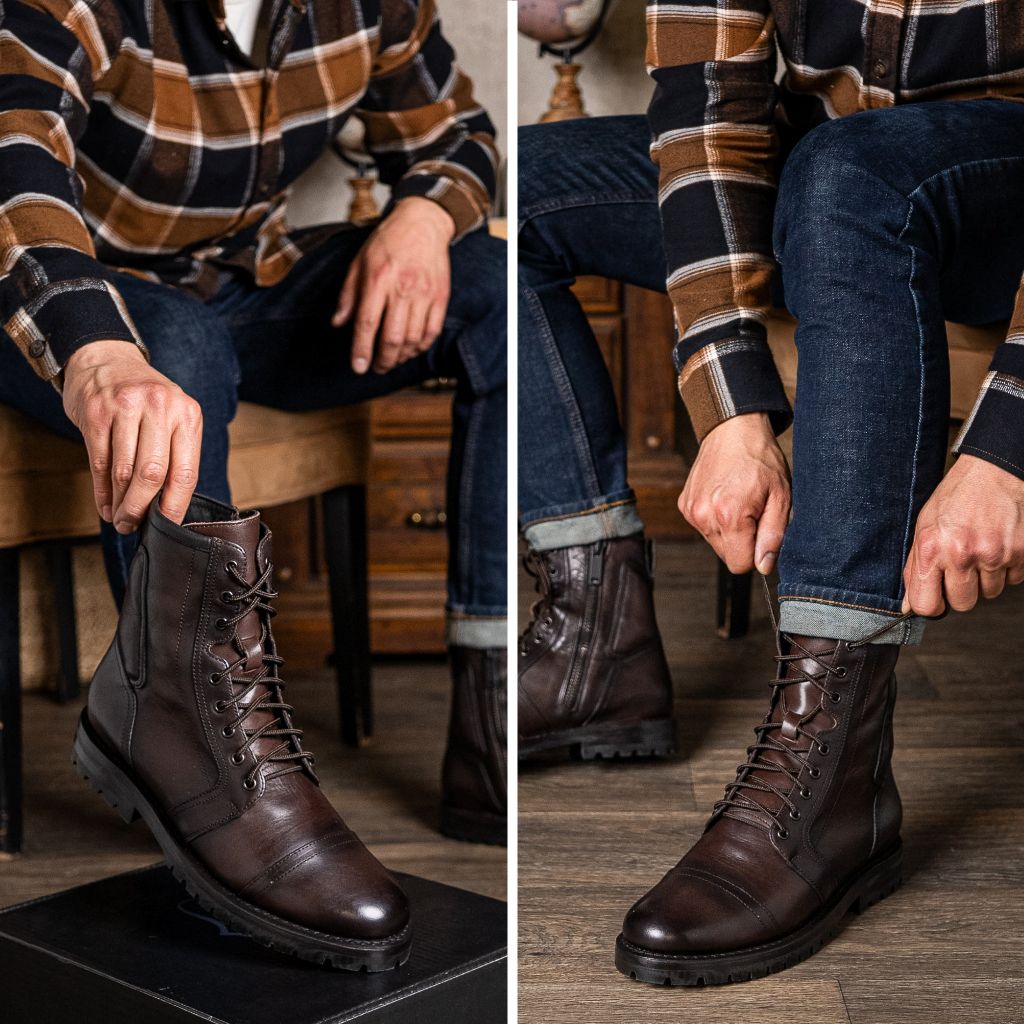 Tailored Rib Cuffs & Hem Craftsmanship Construction Detail on Casa Moto Vieil Anglais Bottines en cuir pour Homme