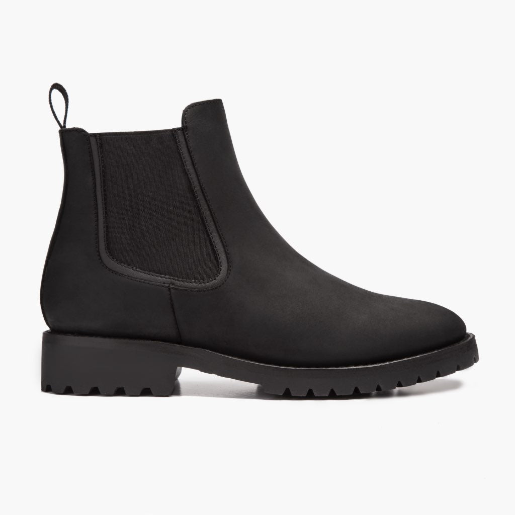 Black Full-Grain leather Boots - Montage cousu Goodyear & détail de l'embout avant