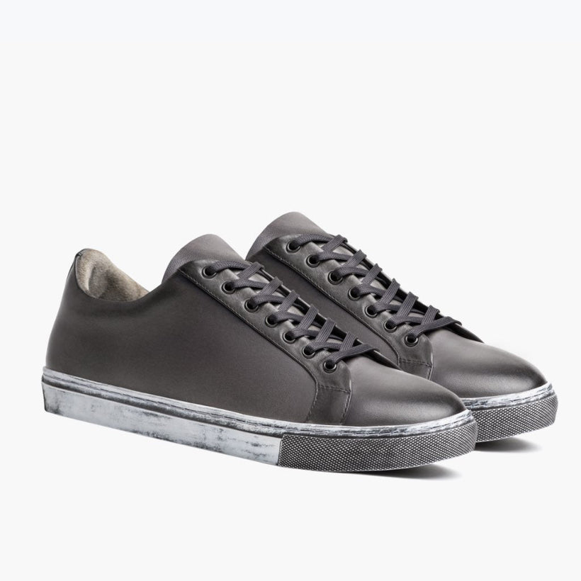 Premier Low Top Patine Usée Gris Leather Sneakers pour Homme