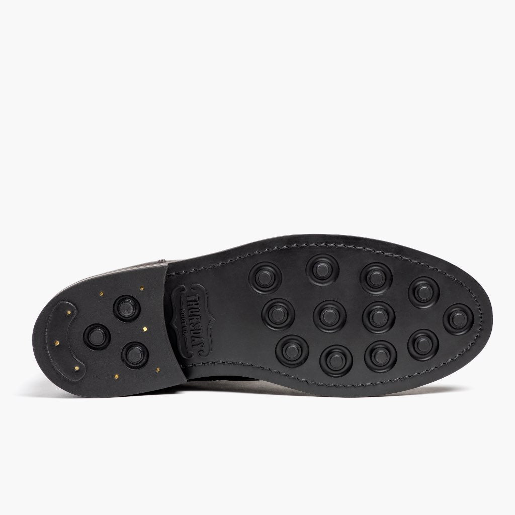 High-Traction Rubber Outsole & Lug Tread Pattern on President Café Noir Bottines en cuir pour Homme For Men