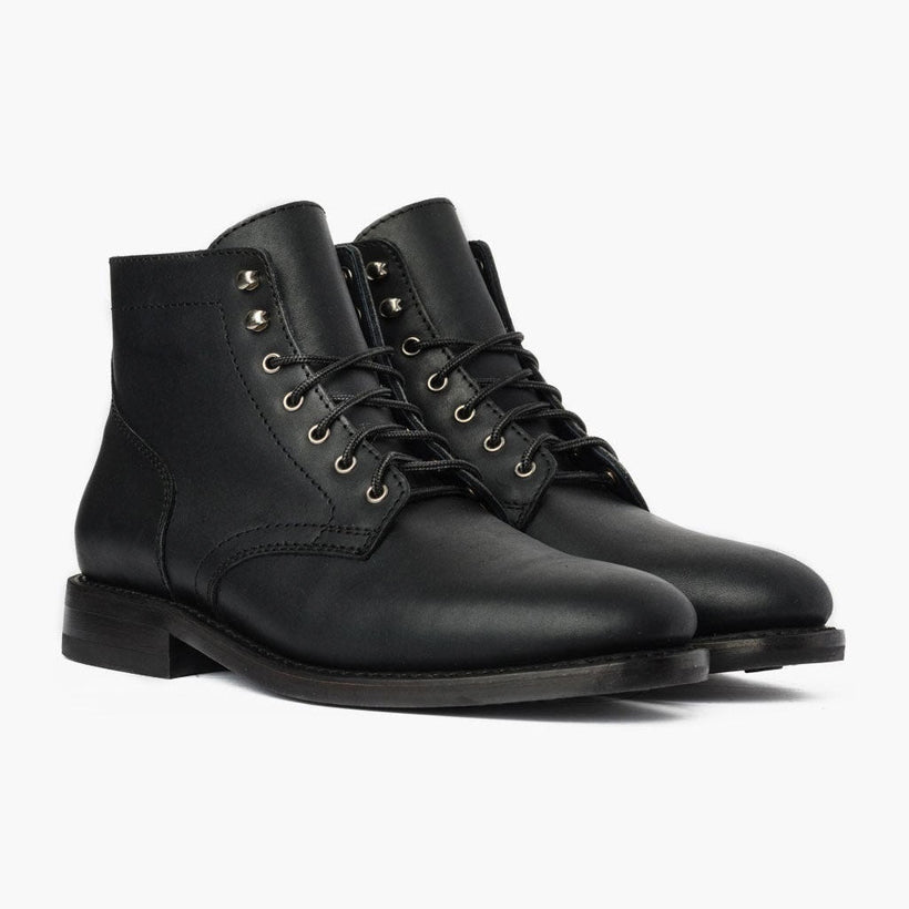 President Noir Matte Leather Boots pour Homme
