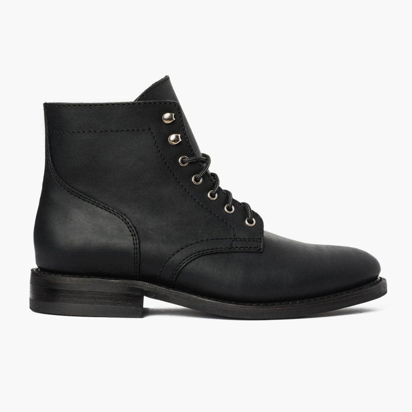 President Noir Matte Leather Boots pour Homme