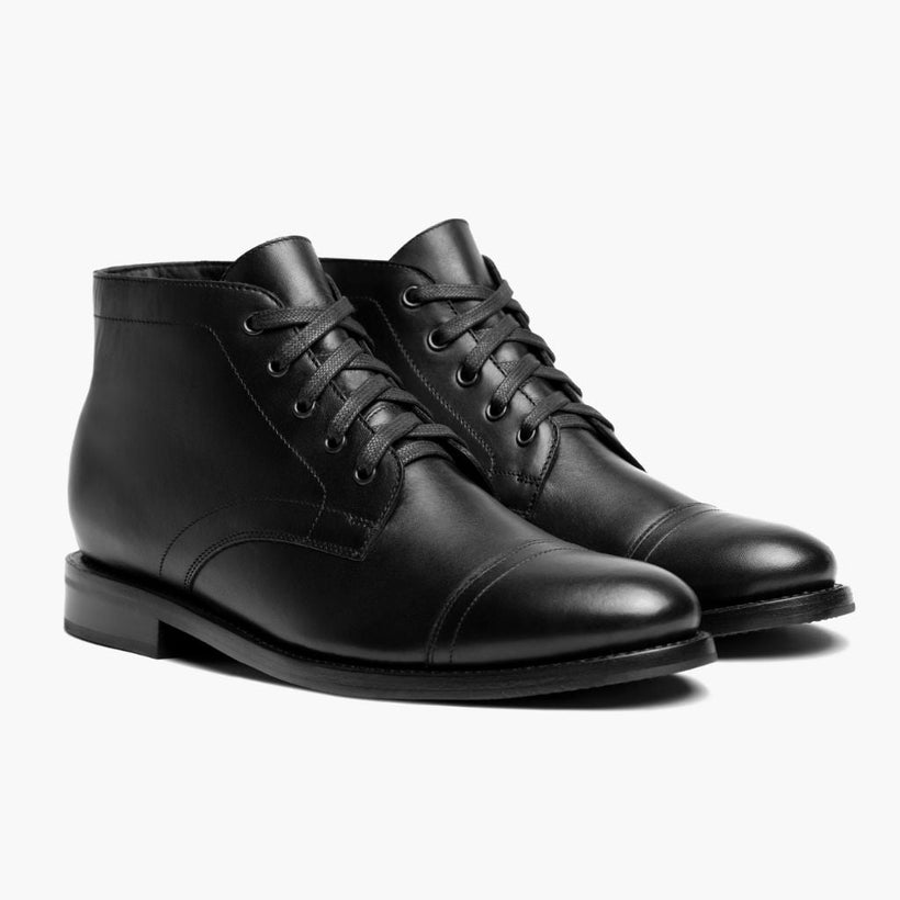 Cadet Noir Leather Boots pour Homme