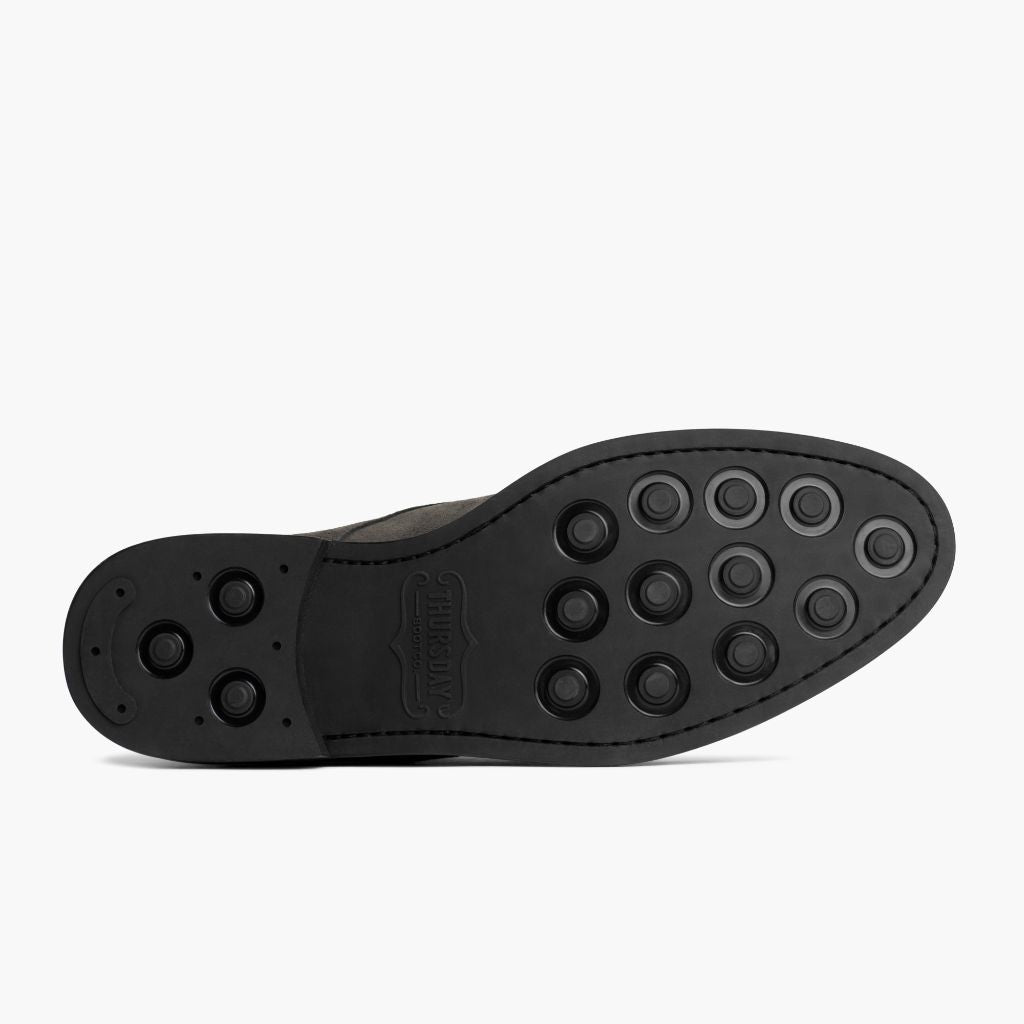 High-Traction Rubber Outsole & Lug Tread Pattern on Cadet Gris Ombre Bottines en cuir pour Homme