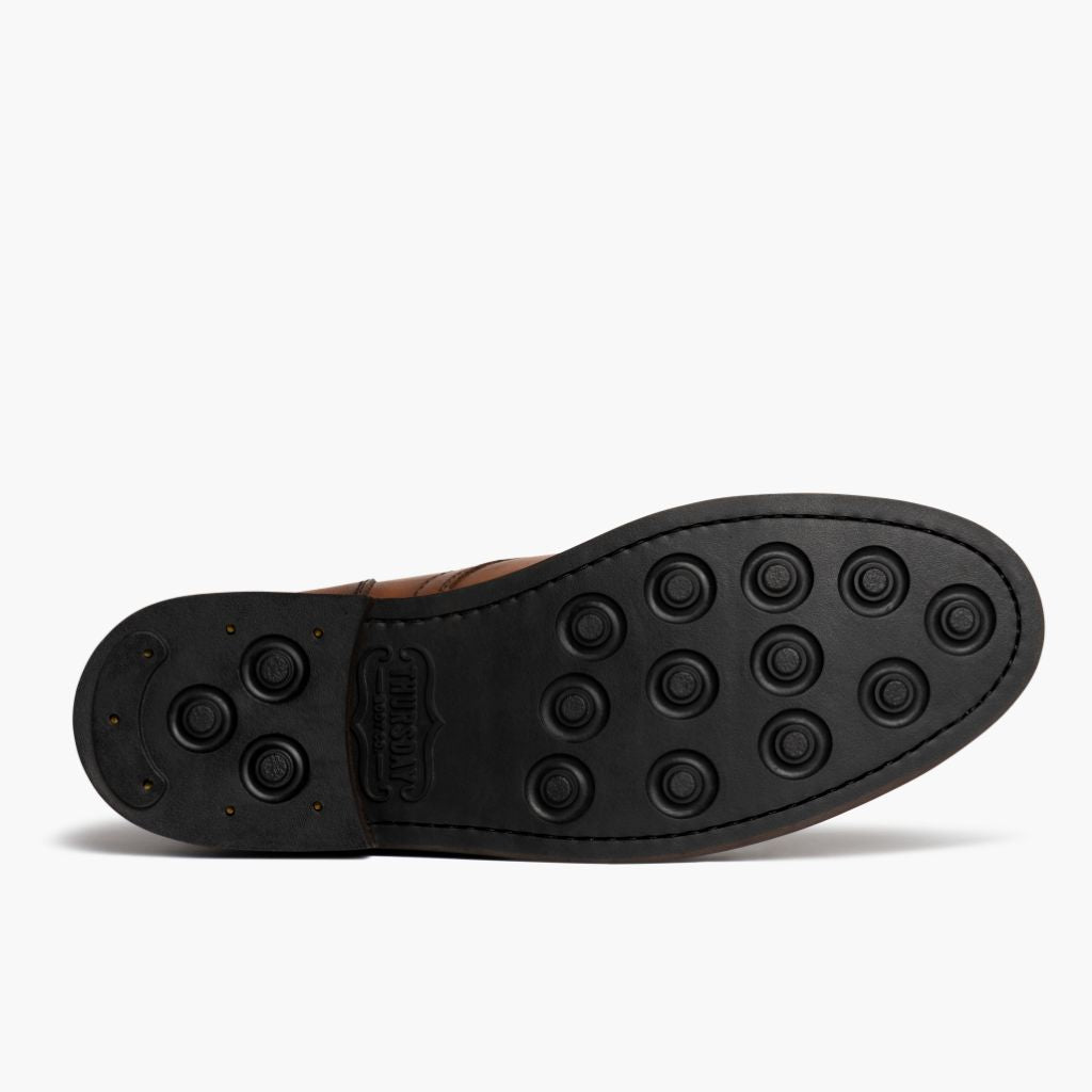 High-Traction Rubber Outsole & Lug Tread Pattern on Captain Caramel Bottines en cuir pour Homme