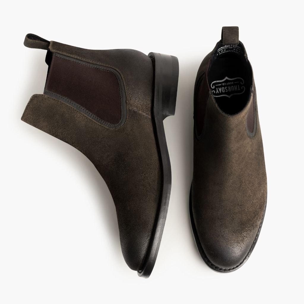 Duke Olive Foncée Suede Bottines en cuir pour Homme - Contrefort de talon renforcé & surpiqûres doubles de précision
