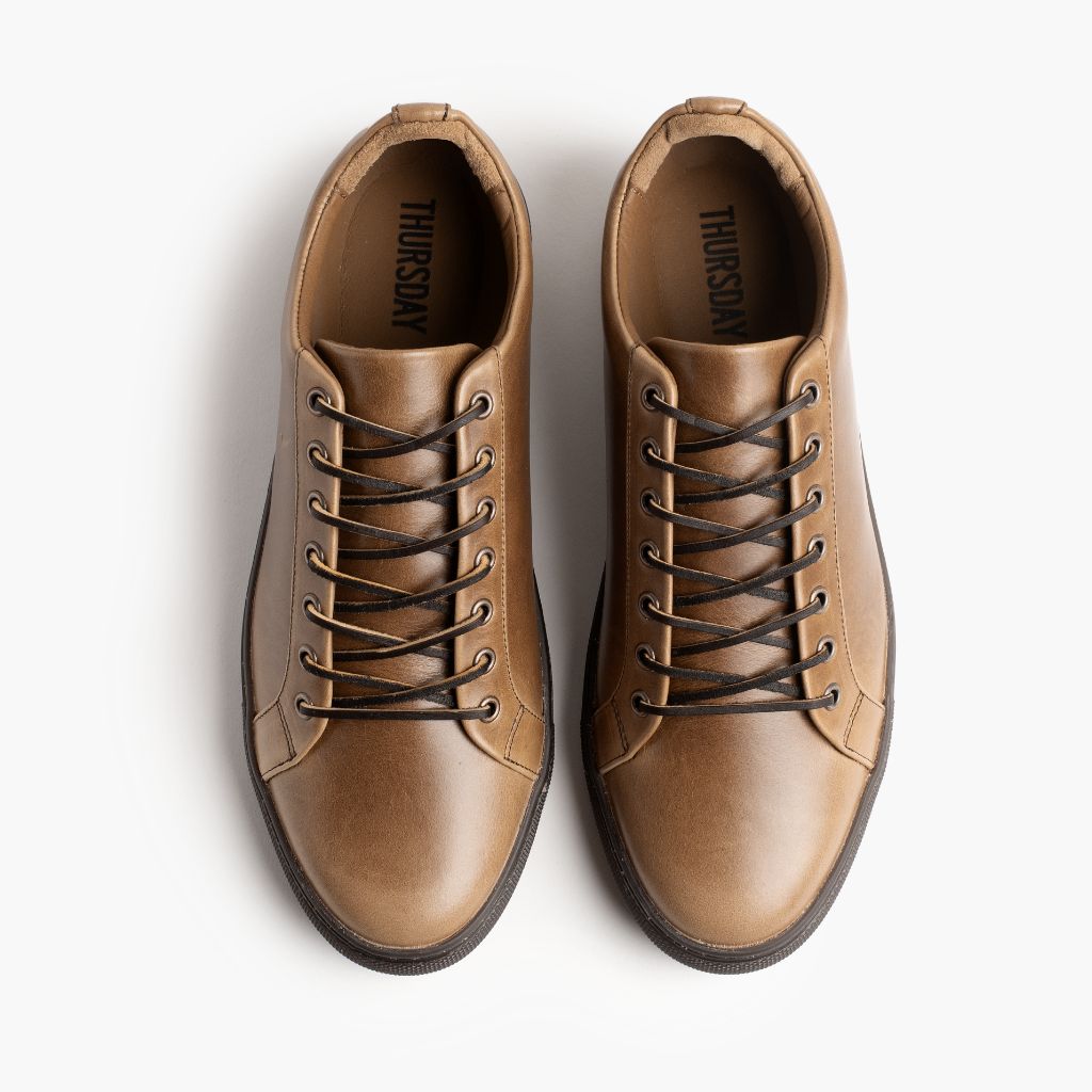 Premier Low Top Natural Baskets en cuir pour Homme For Men - Contrefort de talon renforcé & surpiqûres doubles de précision