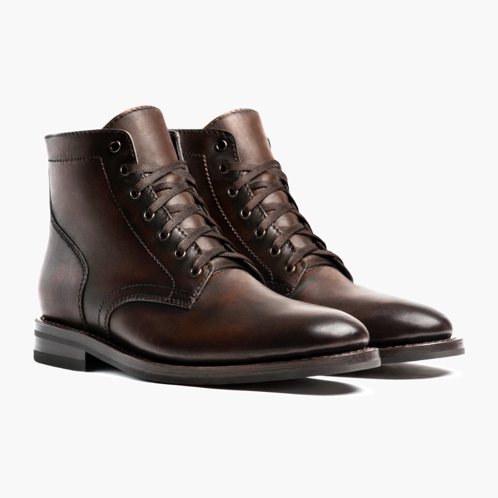 President Café Noir Bottines en cuir pour Homme For Men en cuir de vachette noir véritable - Vue de profil | Acheter en ligne