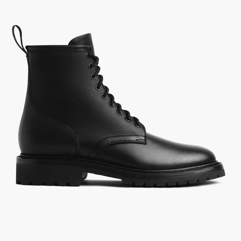 Stomper Noir (No Zipper) Leather Boots pour Homme