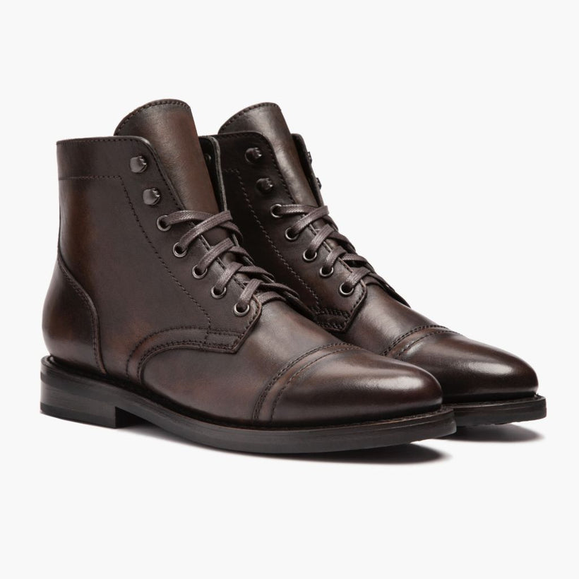 Captain Noir Coffee Leather Boots pour Femme