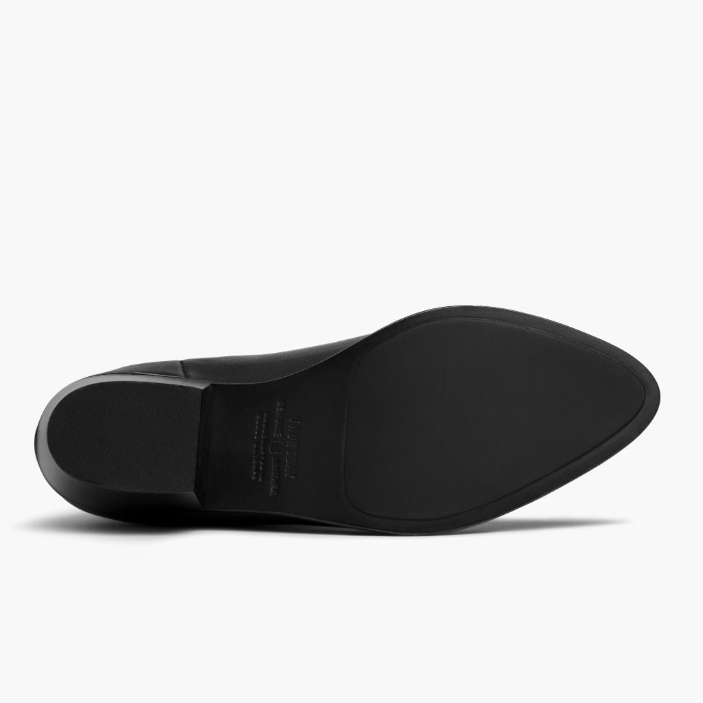 High-Traction Rubber Outsole & Lug Tread Pattern on Dreamer Bootie Noir Bottines en cuir pour Femme
