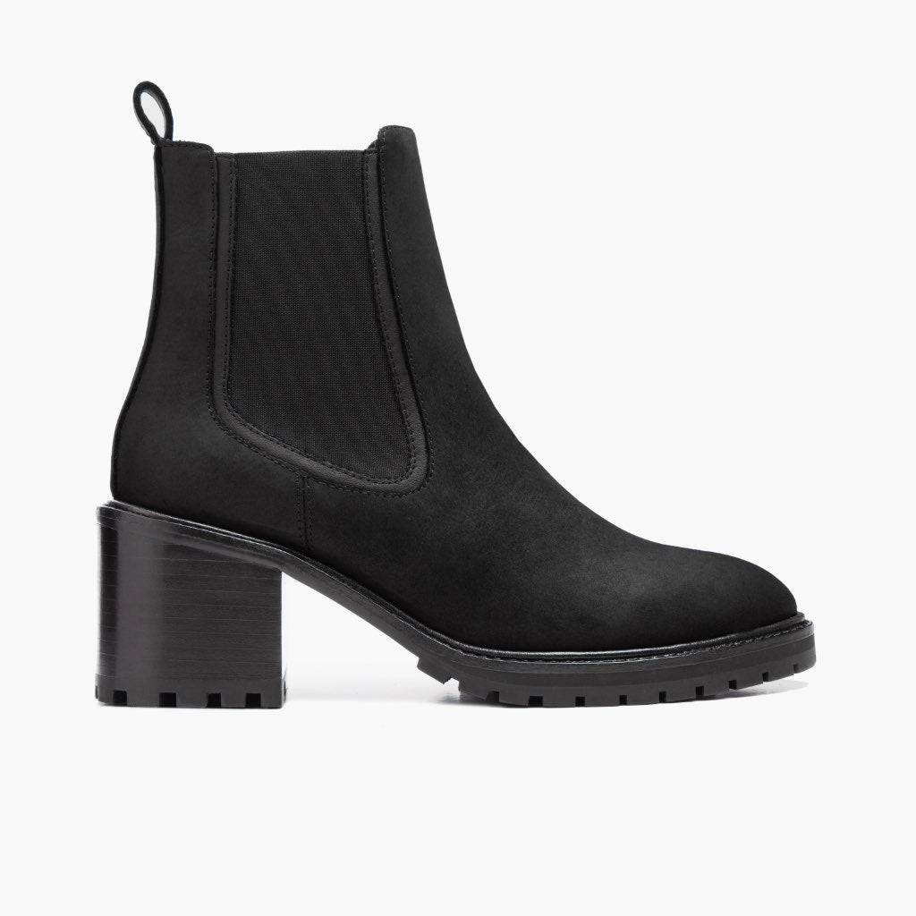 Knockout Noir Mat Bottines en cuir pour Femme en cuir de vachette noir véritable - Vue de profil | Acheter en ligne