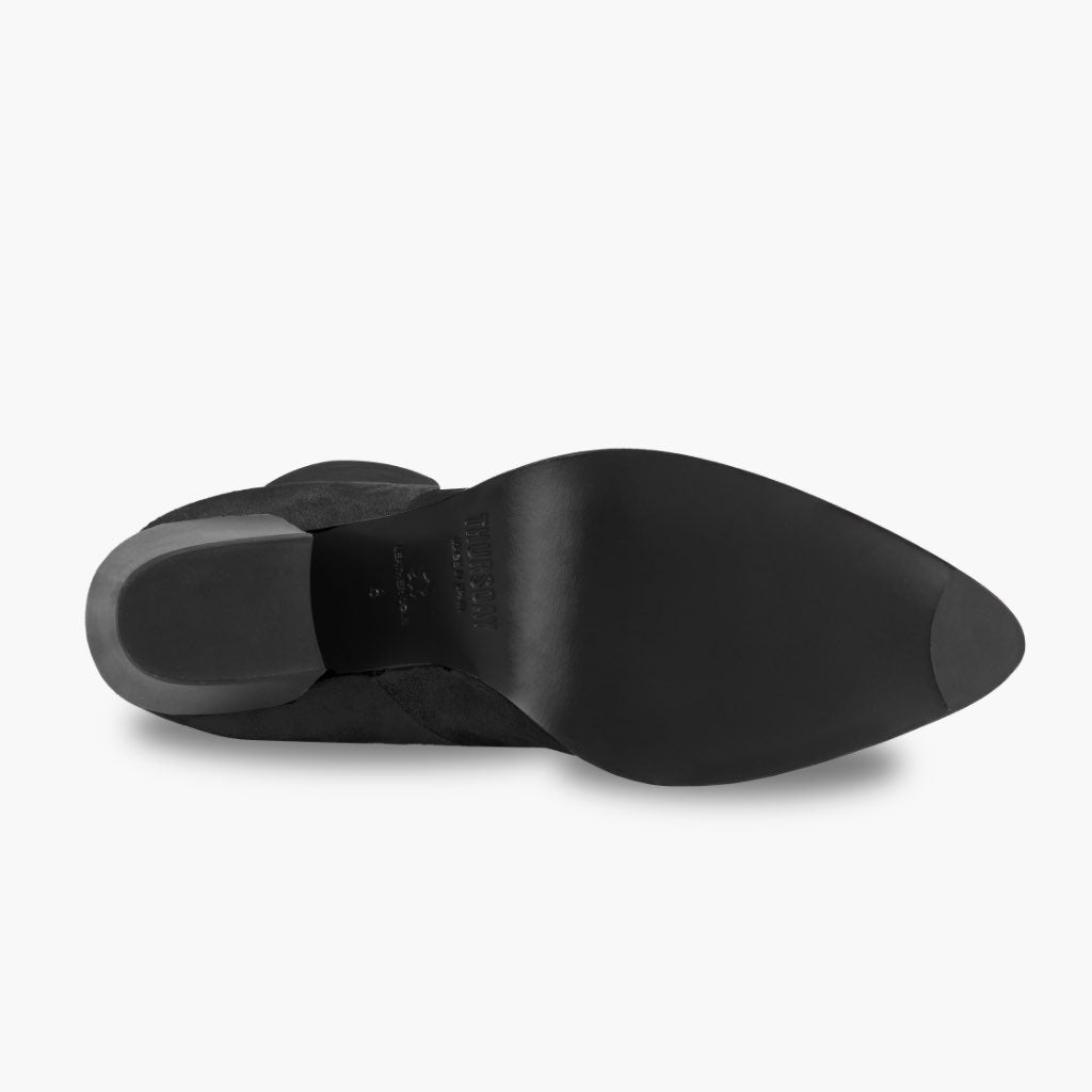 High-Traction Rubber Outsole & Lug Tread Pattern on Tempest Noir Bottines en cuir pour Femme