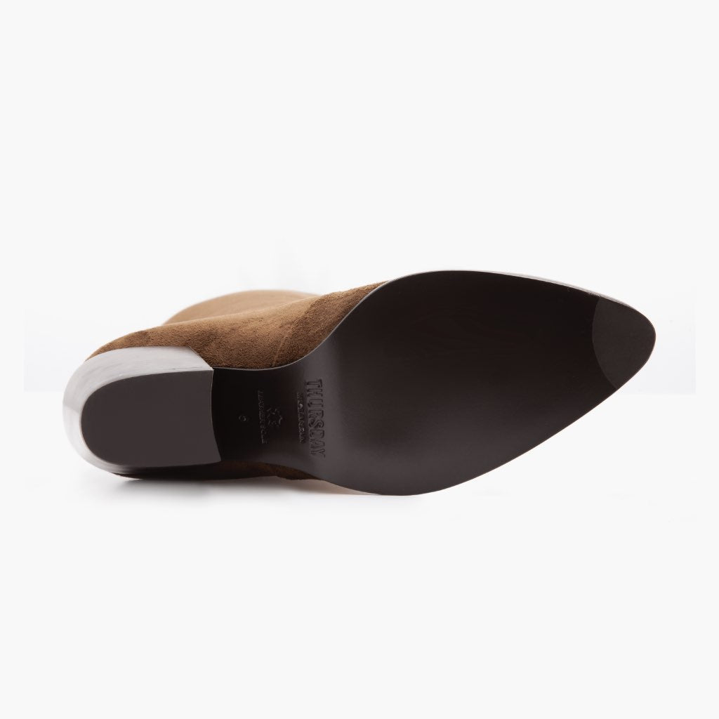 High-Traction Rubber Outsole & Lug Tread Pattern on Tempest Espresso Bottines en cuir pour Femme