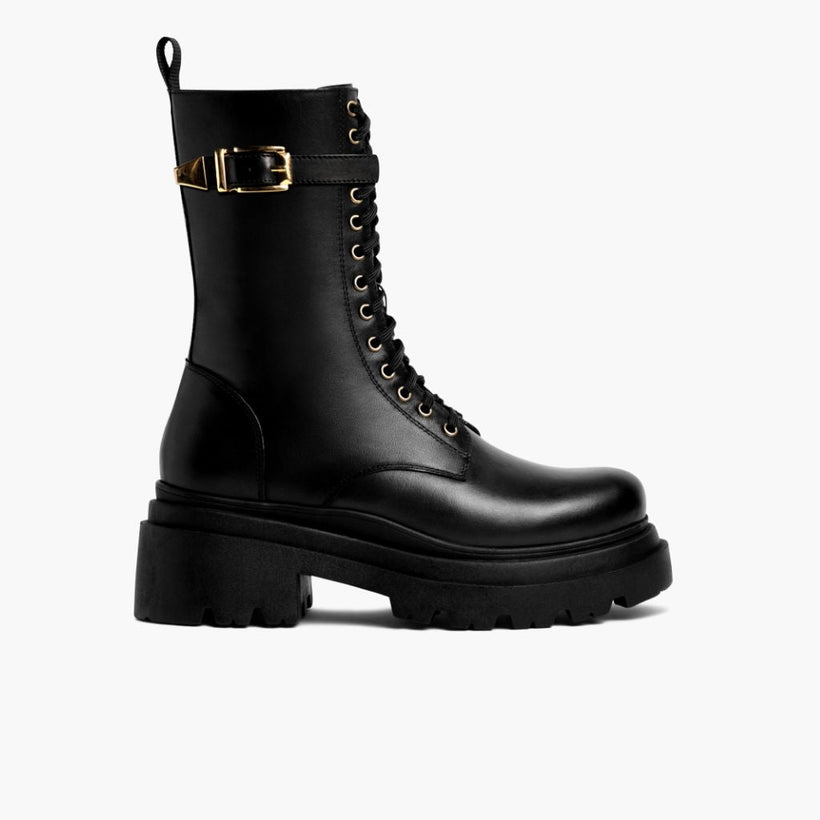 Fatale Noir & Gold Bottines en cuir pour Femme