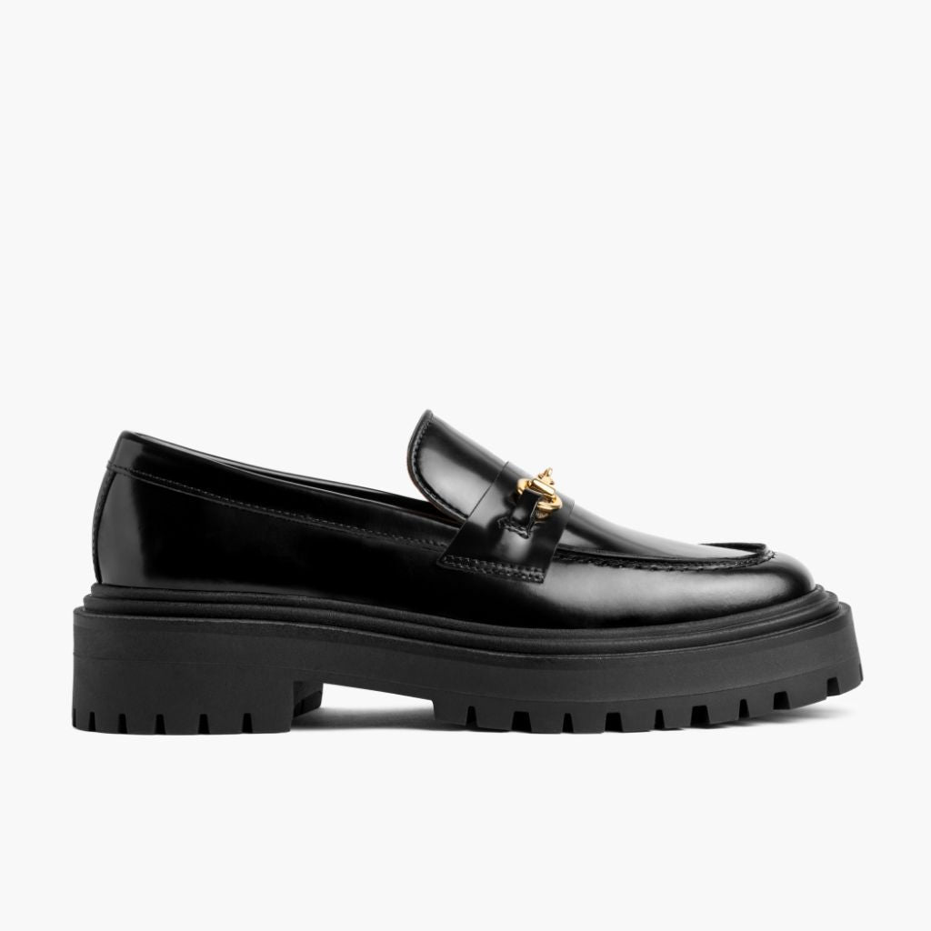 Black Full-Grain leather Loafers - Montage cousu Goodyear & détail de l'embout avant