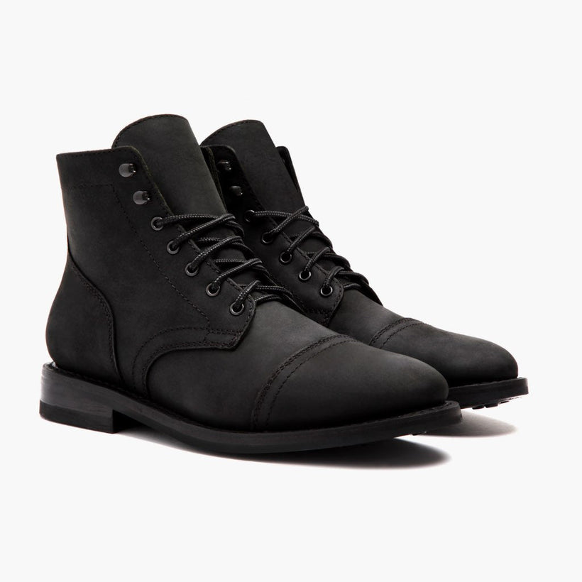Captain Noir Matte Leather Boots pour Homme