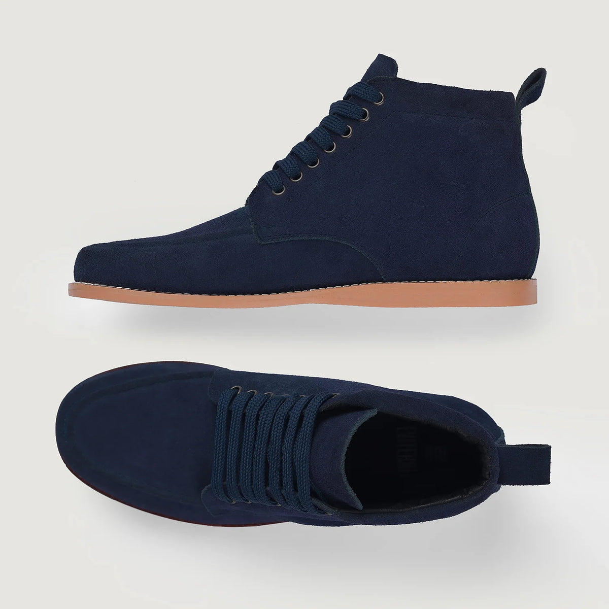 Bearman Bottines Moc Toe en daim bleu pour Homme - Contrefort de talon renforcé & surpiqûres doubles de précision