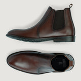 Clarkson Chelsea Brown Burnished Leather Boots StudGuard For Men - Reinforced Heel Counter & Precision Double-Row Stitching Detail