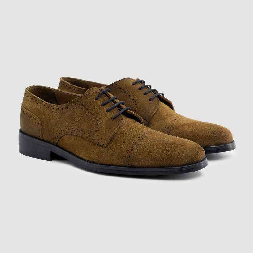 Dirk Brogues Derby Marron Suede Leather Shoes - StudGuard pour Homme