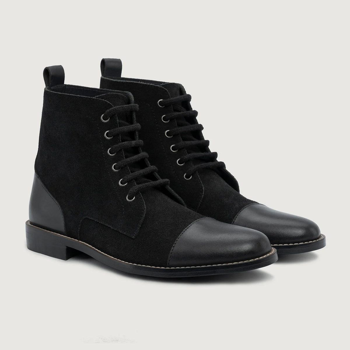 Knight Derby Hybrid Noir Bottines en cuir - StudGuard pour Homme en cuir de vachette noir véritable - Vue de profil | Acheter en ligne