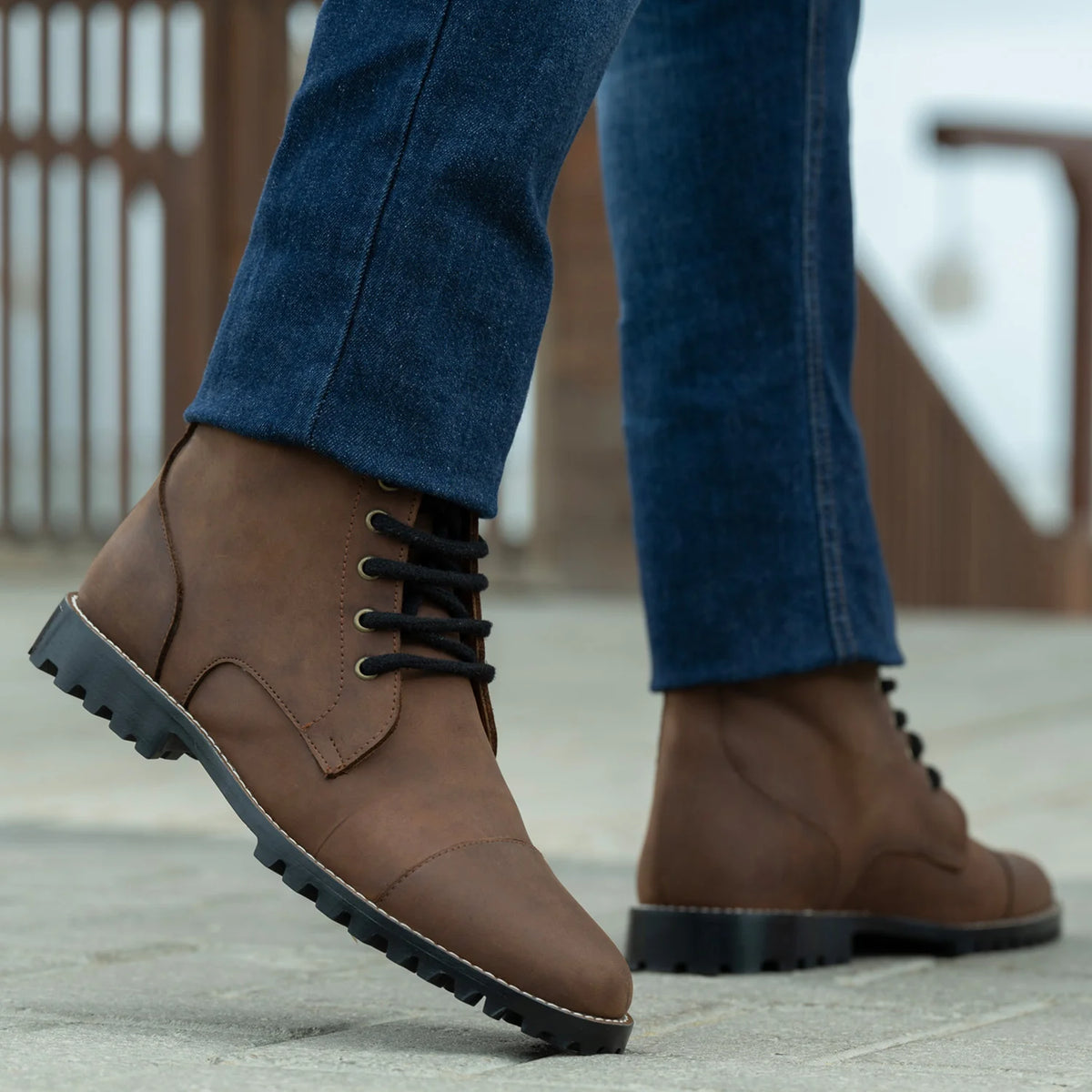 Orlaven Knight Derby Waxed Marron Pullup Bottines en cuir - TerraGrip pour Homme footwear image 9