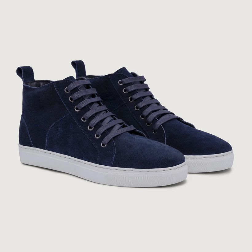 Marty High Top Bleu Suede Baskets en cuir pour Homme