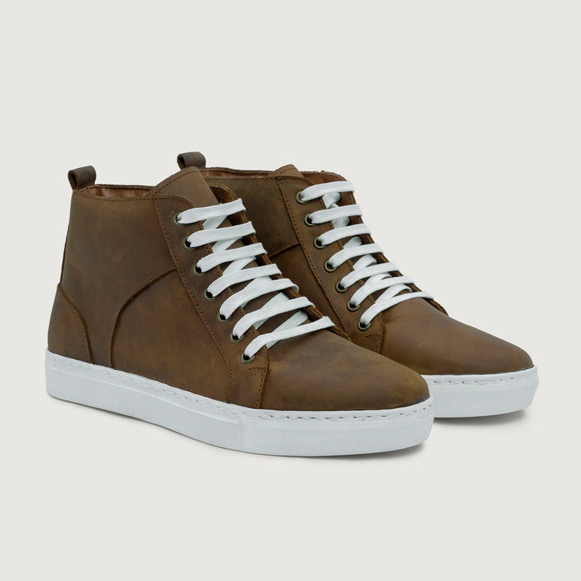 Marty High Top Cuivre Brûlé Pullup Baskets en cuir pour Homme