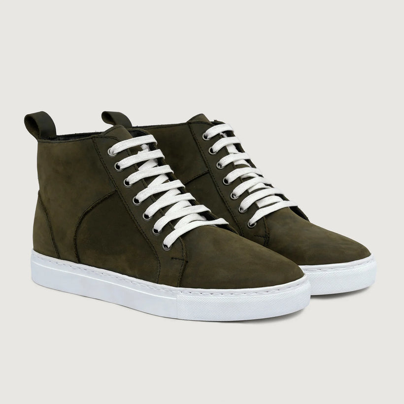 Marty High Top Olive Pullup Baskets en cuir pour Homme