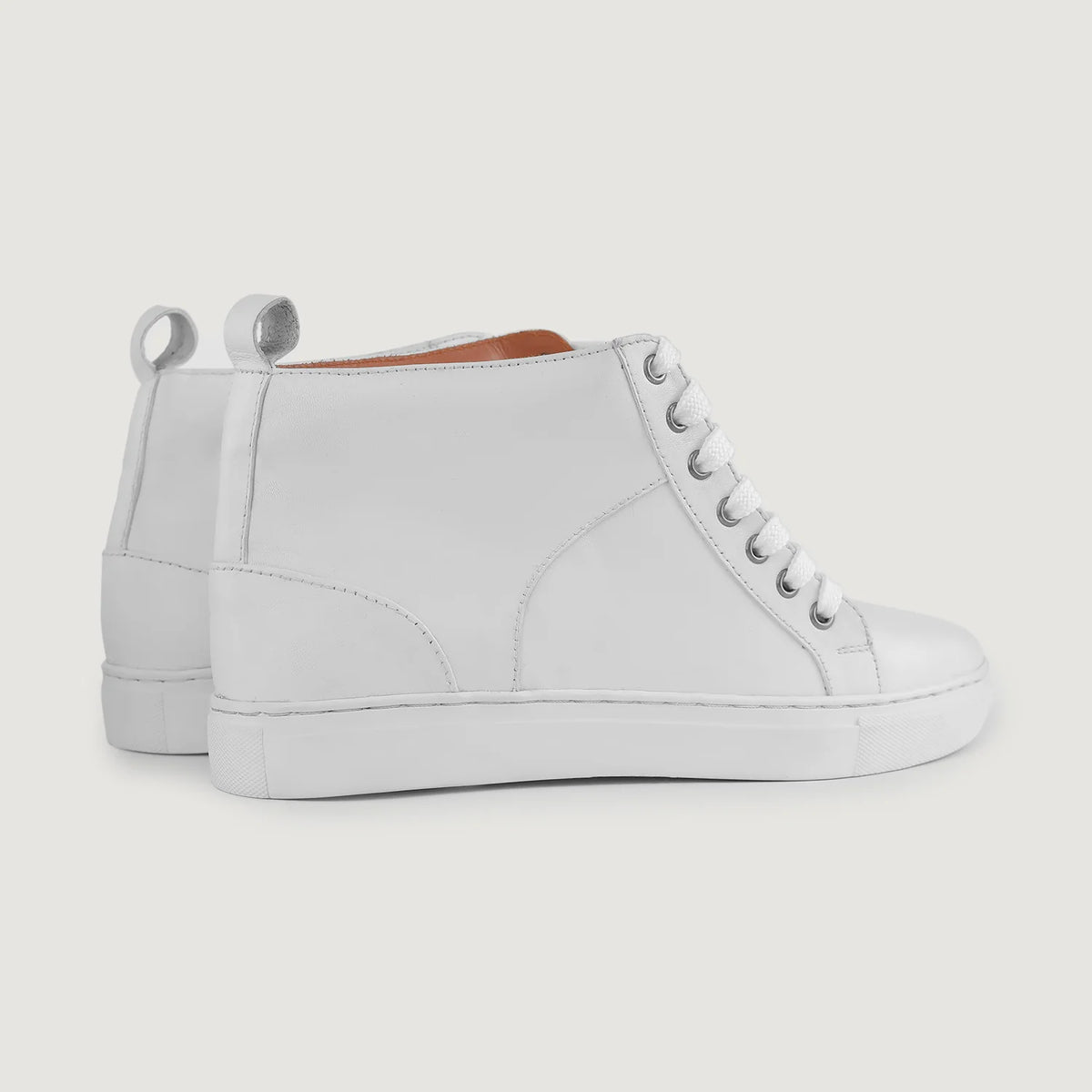 Marty High Top Blanc Baskets en cuir pour Homme - Contrefort de talon renforcé & surpiqûres doubles de précision