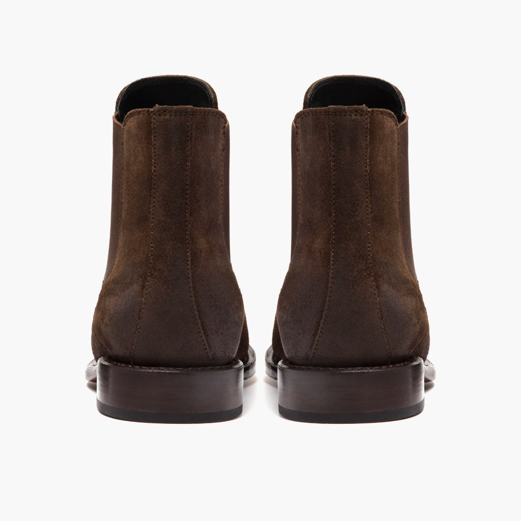 High-Traction Rubber Outsole & Lug Tread Pattern on Cavalier Marron Foncé Bottines en cuir pour Homme