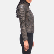 
Distressed Brown Goatskin Leather Biker Jacket - Vue arrière montrant la carrure ajustée et l'ourlet net