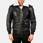 
Vue détaillée of Shirt with Removable Fur & Zipper Hardware on Airin G-1 Black & White Leather Bomber Jacket