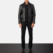 
Vue détaillée of Band & Zipper Hardware on Alex Black Leather Biker Jacket