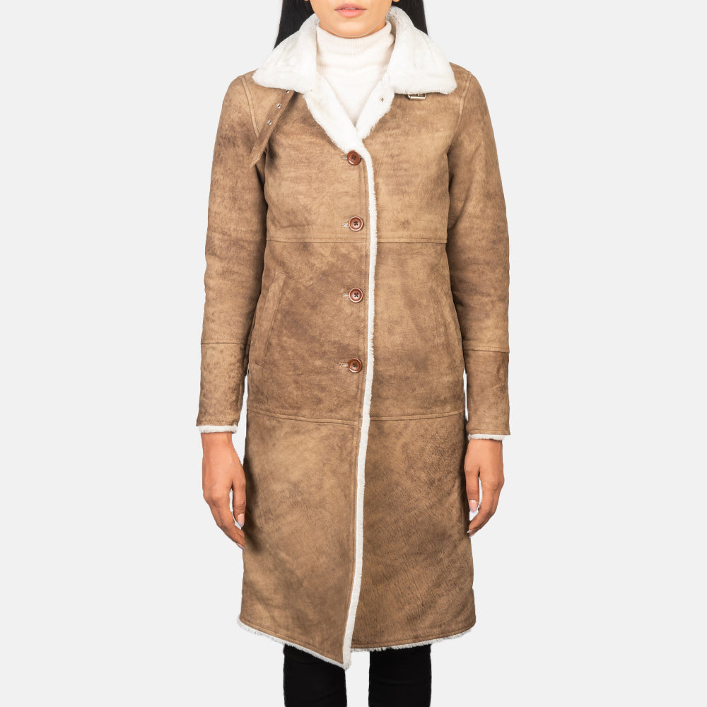 Authentic Sheepskin Leather with Semi-aniline Finish Grain Texture &amp; Heavy-Duty Seam Stitching Detail