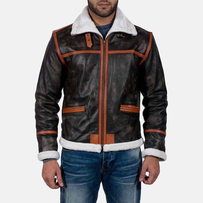 Alpine Marron Fur Veste en Cuir pour Homme