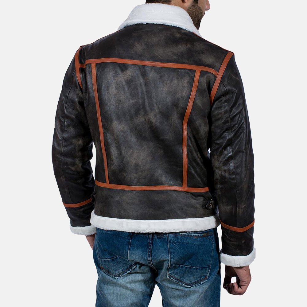 Authentic Goatskin Leather Grain Texture &amp; Heavy-Duty Seam Stitching Detail